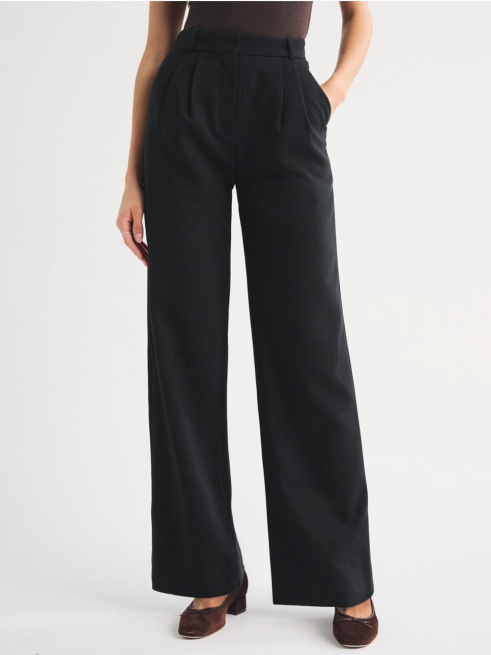Abercrombie & Fitch women’s black Sloane Tailored Wide Leg Pants - Picture 1 of 6